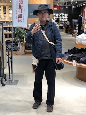 「RRL（ダブル アール エル）のアイテム（バッグ）」を使った、Koji Shoさん（メンズ・165cm）の春コーディネート
