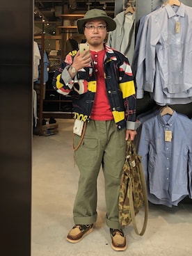 「RRL（ダブル アール エル）のアイテム（バッグ）」を使った、Koji Shoさん（メンズ・165cm）の春コーディネート