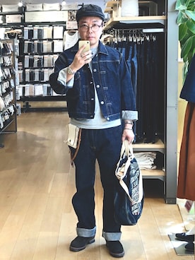 「RRL（ダブル アール エル）のアイテム（バッグ）」を使った、Koji Shoさん（メンズ・165cm）の秋コーディネート