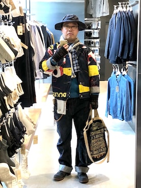 「RRL（ダブル アール エル）のアイテム（バッグ）」を使った、Koji Shoさん（メンズ・165cm）の冬コーディネート