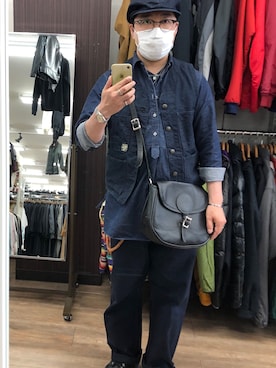 「ヒッコリー」｜「アイテム（ハンチング/ベレー帽）」を使った、Koji Shoさん（メンズ・165cm）の春コーディネート