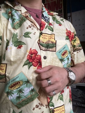 「ALOHA（アロハ）のアイテム」を使った、Koji Shoさん（メンズ・165cm）の夏コーディネート