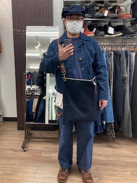 「SUGAR CANE（シュガーケーン）のアイテム（ハンチング/ベレー帽）」を使った、Koji Shoさん（メンズ・165cm）の秋コーディネート