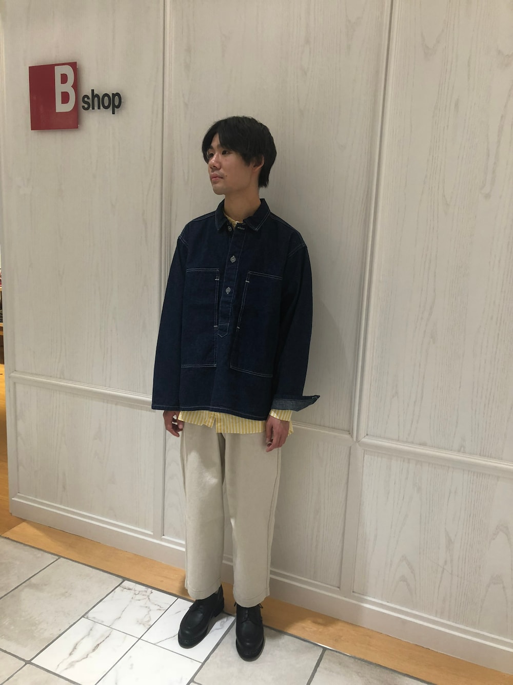 「#orslow、#unfil、#gallego desportes」｜「orSlowの【orSlow】プルオーバーシャツジャケット ONE WASH MEN（デニムジャケット、ブルー系）」を使った、ヤマモト キヨマサさん（メンズ・174cm）の冬コーディネートの1枚目の写真