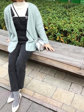 「大人シンプル」｜「アイテム（オールインワン・サロペット）」を使った、ritaさん（レディース・159cm）の冬コーディネート
