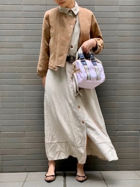 「emmi（エミ）のアイテム（その他アウター）」を使った、ふくみさん（レディース・154cm）の春コーディネート