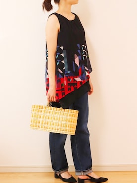 「Desigual（デシグアル）のアイテム（タンクトップ）」を使った、ふくみさん（レディース・154cm）の春コーディネート
