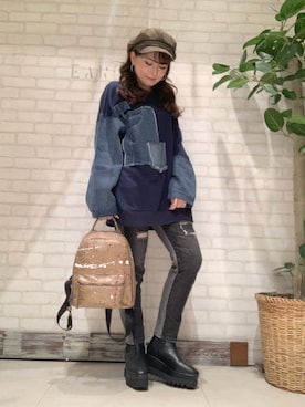 「Desigual（デシグアル）のアイテム（バックパック/リュック）」を使った、babymacoさん（レディース・153cm）の冬コーディネート