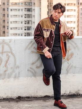 「armaniexchange」｜「アイテム（その他アウター）」を使った、davidchengdcさん（メンズ・181cm）の冬コーディネート