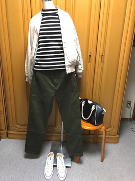 「POU DOU DOU（プードゥドゥ）のアイテム（MA-1）」を使った、tomoさん（レディース・162cm）の冬コーディネート