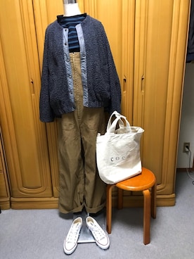 「POU DOU DOU（プードゥドゥ）のアイテム（ブルゾン）」を使った、tomoさん（レディース・162cm）の冬コーディネート