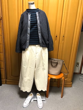 「POU DOU DOU（プードゥドゥ）のアイテム（ブルゾン）」を使った、tomoさん（レディース・162cm）の冬コーディネート