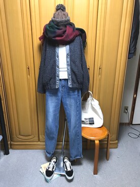 「POU DOU DOU（プードゥドゥ）のアイテム（ブルゾン）」を使った、tomoさん（レディース・162cm）の冬コーディネート