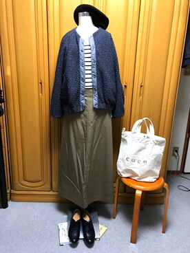 「POU DOU DOU（プードゥドゥ）のアイテム（ブルゾン）」を使った、tomoさん（レディース・162cm）の冬コーディネート