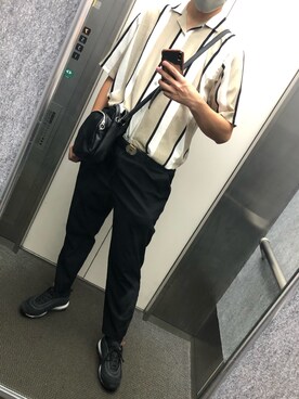 「GU（ジーユー）の（GU）コットンリネンスリムフィットトラウザー（MEN ⁄ チノ・イージーパンツ・デザインパンツ）」を使った、くんくんさん（メンズ・178cm）の秋コーディネート