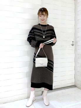 「PAGEBOY（ページボーイ）のハクミニショルダーBAG（ショルダーバッグ）」を使った、ゆきほさん（レディース・158cm）の秋コーディネート