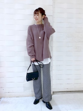 「PAGEBOY（ページボーイ）のハクミニショルダーBAG（ショルダーバッグ）」を使った、ゆきほさん（レディース・158cm）の冬コーディネート