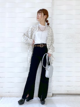 「メロートップス」｜「アイテム（サンダル）」を使った、ゆきほさん（レディース・158cm）の春コーディネート