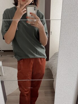 「Carhartt（カーハート）のCARHARTT/S/S POCKET T-SHIRT（Tシャツ/カットソー、グリーン系）」を使った、izuさん（レディース・167cm）の夏コーディネート