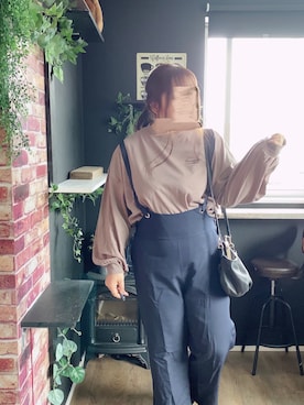 「ぽっちゃりコーデ」｜「アイテム（サロペット/オーバーオール）」を使った、mayumoさん（レディース・168cm）の秋コーディネート
