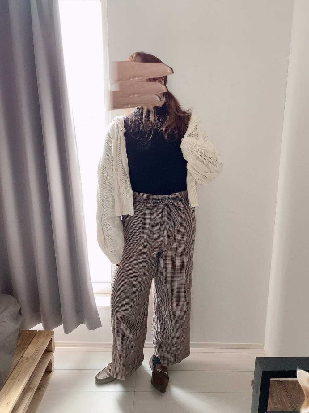 「ぽっちゃり、ぽっちゃりコーデ、ゆるだぼ、でぶだぼ、GU、Avail、paseos、プチプラ、ローファー」｜「GUのアイテム（パンツ、ブラウン系）」を使った、mayumoさん（レディース・168cm）の秋コーディネートの1枚目の写真