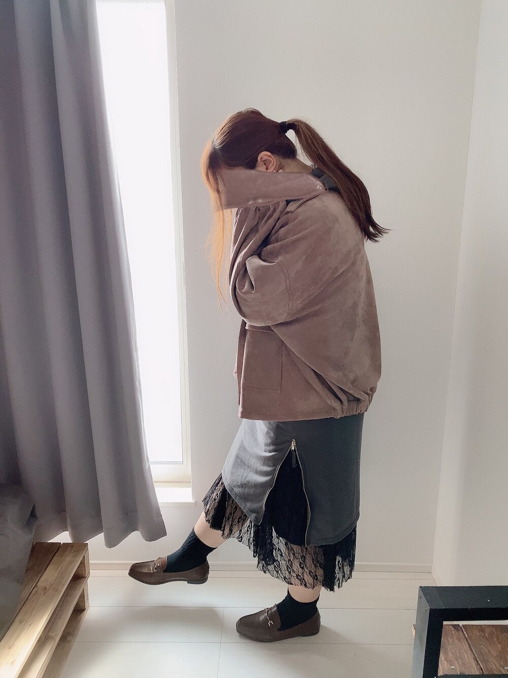 「ゆるだぼ、でぶだぼ、ぽっちゃり、ぽっちゃりコーデ、プチプラ、パーカーワンピース、ジップパーカ、スリット」｜「apres jourの【大きいサイズ】アソートBIGポケットブルゾン【ZOZOTOWN限定アイテム】（ブルゾン、ブラウン系）」を使った、mayumoさん（レディース・168cm）の秋コーディネートの1枚目の写真