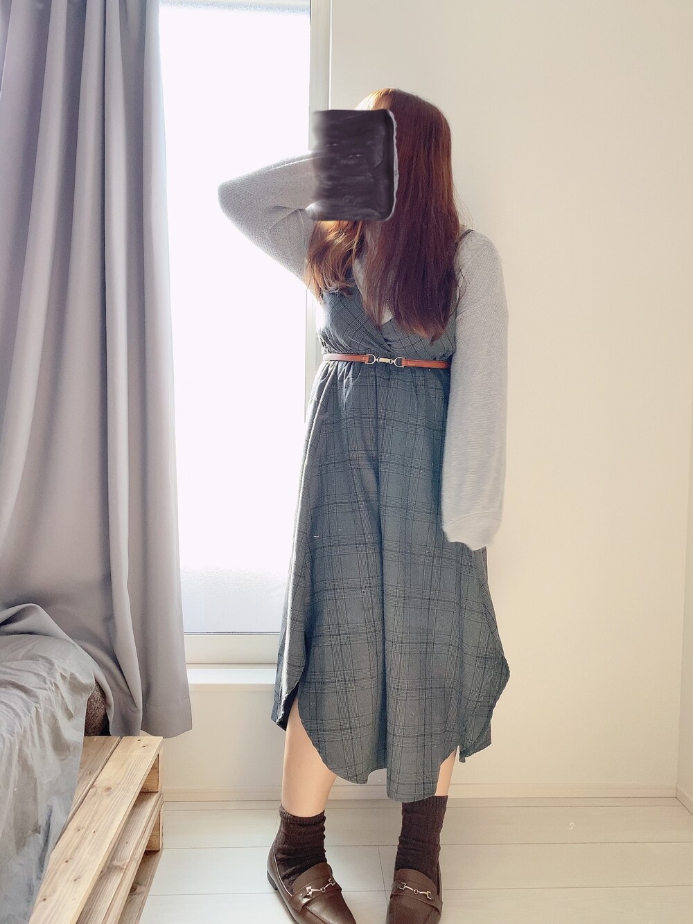 「ゆるだぼ、でぶだぼ、ぽっちゃり、ぽっちゃりコーデ、apres jour、しまむら」｜「しまむらのアイテム（ニット/セーター、グレー系）」を使った、mayumoさん（レディース・168cm）の秋コーディネートの1枚目の写真