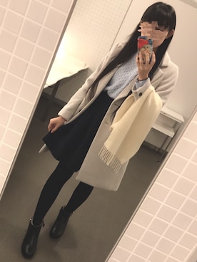 「水色」｜「アイテム（チェスターコート）」を使った、soraさん（レディース・165cm）の冬コーディネート