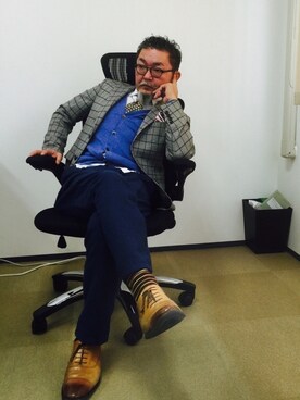 「SEVENDAYS=SUNDAY（セブンデイズサンデイ）のアイテム（スーツジャケット）」を使った、mac0cciさん（メンズ・169cm）の冬コーディネート