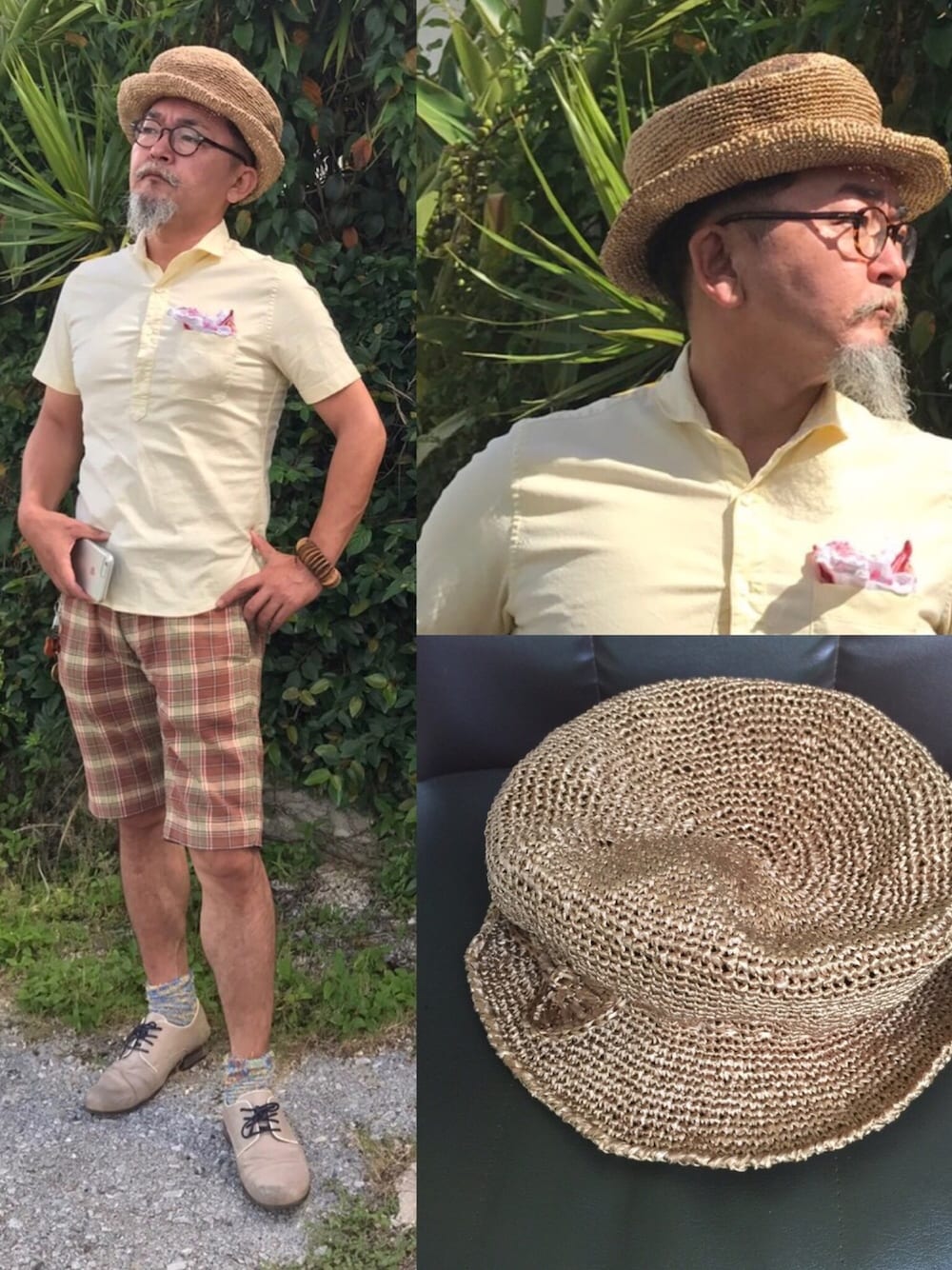 「handmade、hat、nano・universe、Dickies、middleage、Gentleman」｜「CHICHIKAKAのアイテム（ソックス/靴下、その他）」を使った、mac0cciさん（メンズ・169cm）の夏コーディネートの1枚目の写真