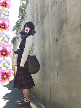 「RETRO GIRL（レトロガール）のアイテム（シャツワンピース）」を使った、のさん（レディース・158cm）の秋コーディネート