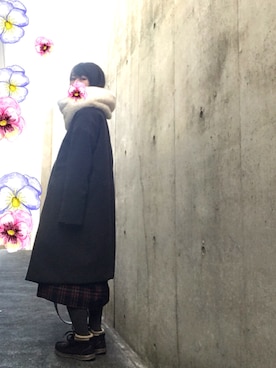 「RETRO GIRL（レトロガール）のアイテム（シャツワンピース）」を使った、のさん（レディース・158cm）の冬コーディネート