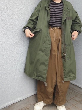 「アイテム（ミリタリージャケット）」を使った、◎さん（レディース・160cm）の秋コーディネート