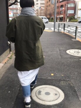 「オイルドジャケット」｜「アイテム（ワンピース/ドレス）」を使った、◎さん（レディース・160cm）の冬コーディネート