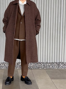 「yoke」｜「アイテム（ステンカラーコート）」を使った、Kaoruさん（メンズ・168cm）の冬コーディネート