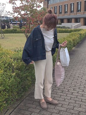 「シンプルおしゃれが好き」｜「アイテム（スリッポン）」を使った、arisa okitaさん（レディース・161cm）の秋コーディネート