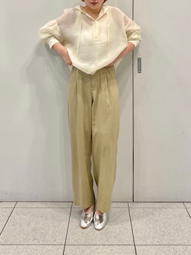 「CIAOPANIC（チャオパニック）の【WEB限定】センタープレスタックパンツ（その他パンツ）」を使った、arisa okitaさん（レディース・162cm）の春コーディネート