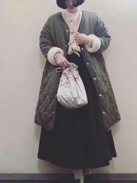 「ehka sopo（エヘカソポ）のアイテム（ミリタリージャケット）」を使った、（＾ν＾）さん（レディース・159cm）の冬コーディネート