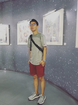 「Saturdays NYC（サタデーズ ニューヨークシティ ）のアイテム（カーゴパンツ）」を使った、Dyeさん（メンズ・170cm）の夏コーディネート