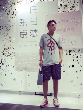 「BRIXTON（ブリクストン）のアイテム（パンツ）」を使った、Dyeさん（メンズ・170cm）の夏コーディネート