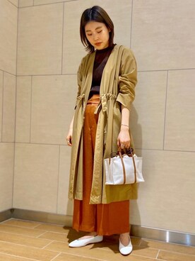 「シアーニット」｜「アイテム（その他アウター）」を使った、KAHO SUZUKIさん（レディース・166cm）の春コーディネート