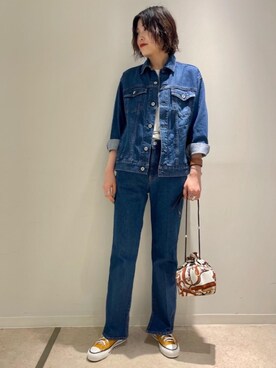 「Tシャツ/カットソー」｜「アイテム（デニムジャケット）」を使った、KAHO SUZUKIさん（レディース・166cm）の夏コーディネート