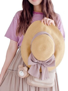 「one after another NICE CLAUP（ワンアフターアナザーナイスクラップ）のアイテム（帽子）」を使った、えりり🌷骨格ウェーブ/イエベ秋さん（レディース・163cm）の夏コーディネート