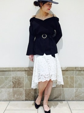 「ネイビー×ホワイト」｜mikiさん（レディース・163cm）の冬コーディネート