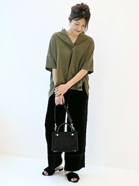 「スキッパーシャツ」｜mikiさん（レディース・163cm）の秋コーディネート