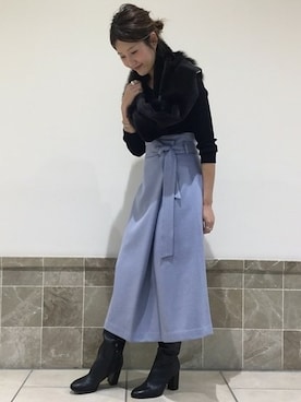「ラップスカート」｜mikiさん（レディース・163cm）の秋コーディネート