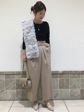 「おでかけ」｜「アイテム（パンプス）」を使った、mikiさん（レディース・163cm）の冬コーディネート