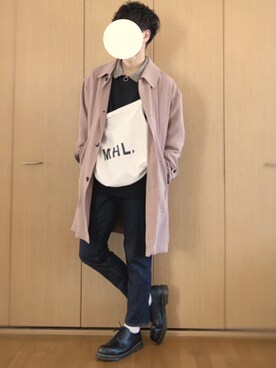 「zozoデニム」｜「アイテム（ステンカラーコート）」を使った、ざっきーさん（メンズ・178cm）の秋コーディネート