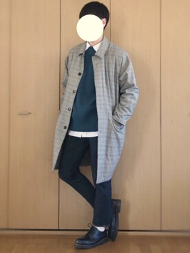 「zozoデニム」｜「アイテム（ステンカラーコート）」を使った、ざっきーさん（メンズ・178cm）の冬コーディネート