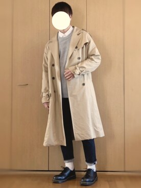 「zozoデニム」｜「アイテム（トレンチコート）」を使った、ざっきーさん（メンズ・178cm）の春コーディネート